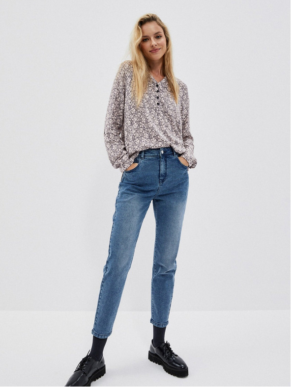 Moodo Bílo-šedá dámská vzorovaná košile Moodo