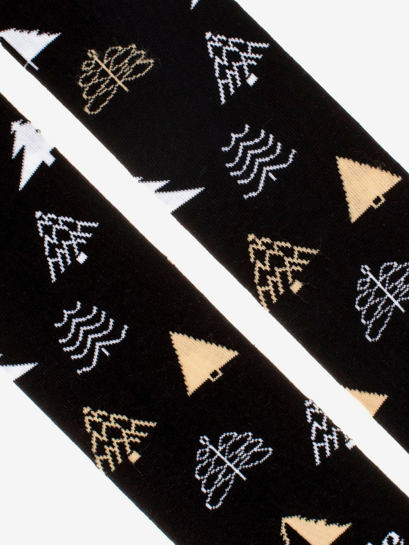 Fusakle Černé dámské vzorované ponožky Fusakle Stromce v zime