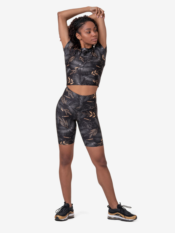 Nebbia Černé dámské vzorované krátké legíny Nebbia Biker Shorts