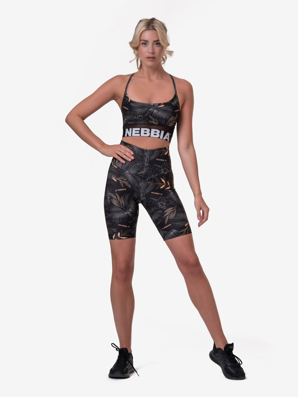 Nebbia Černé dámské vzorované krátké legíny Nebbia Biker Shorts