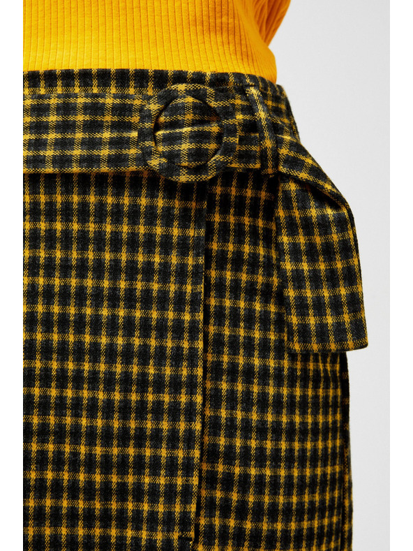 Moodo Černo-žlutá dámská kostkovaná sukně Moodo