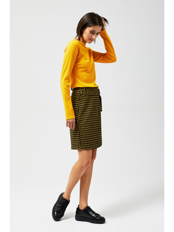 Moodo Černo-žlutá dámská kostkovaná sukně Moodo