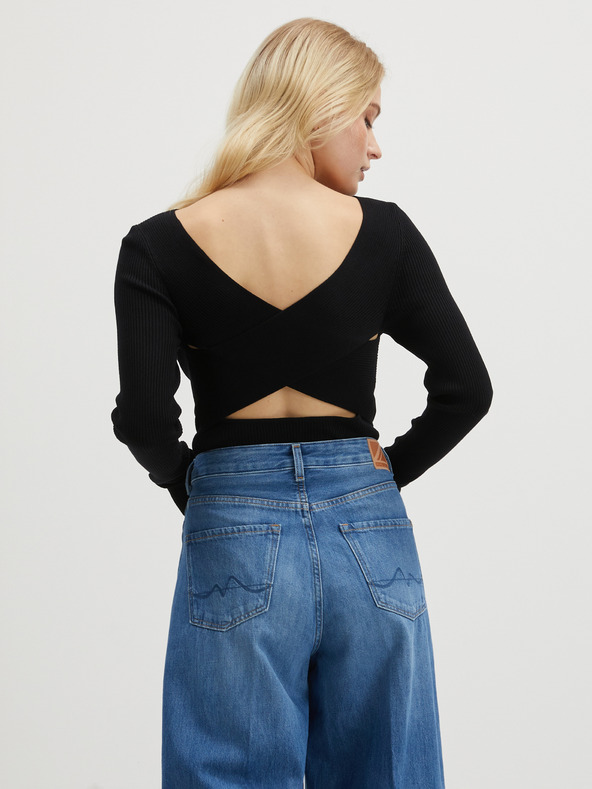 ONLY Černý dámský svetr s průstřihem na zádech ONLY Emmy