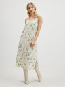 Vila Béžovo-zelené dámské vzorované midišaty VILA Barina