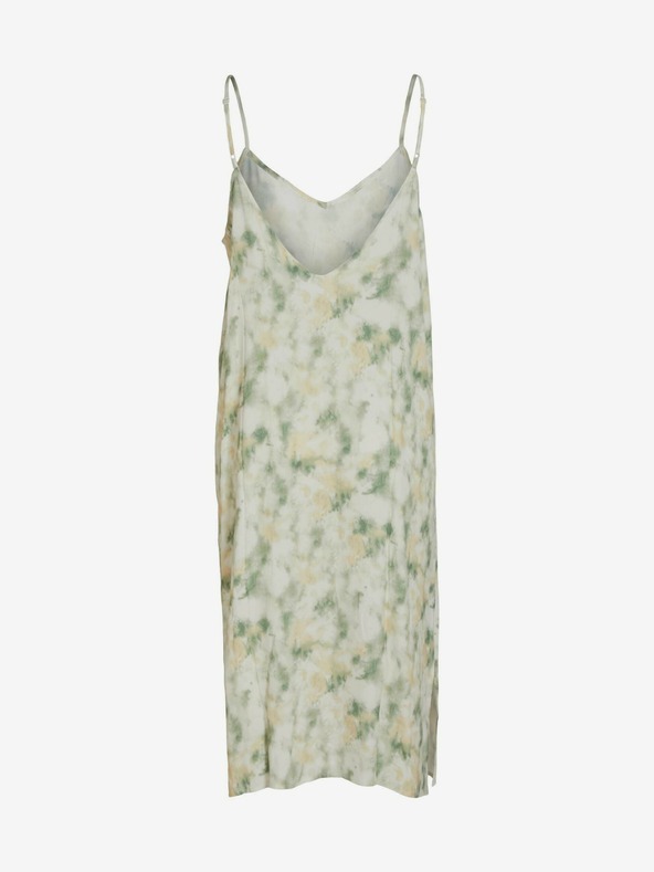 Vila Béžovo-zelené dámské vzorované midišaty VILA Barina