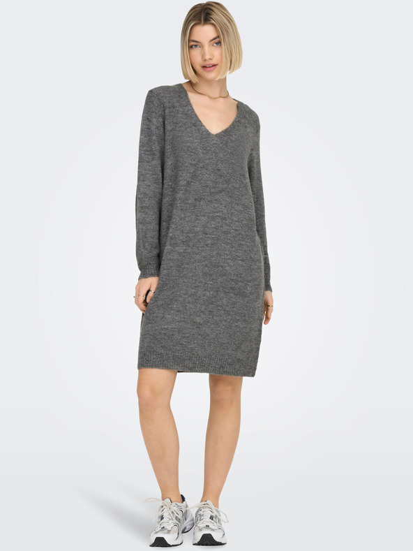 Jacqueline de Yong Šedé dámské svetrové šaty JDY Elanora
