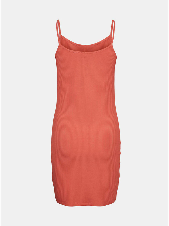 Noisy May Korálové dámské žebrované pouzdrové šaty Noisy May Edda