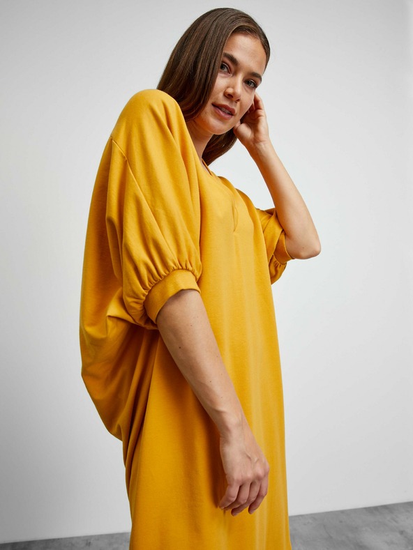 ZOOT.lab Hořčicové dámské volné mikinové šaty METROOPOLIS by ZOOT.lab Vanity