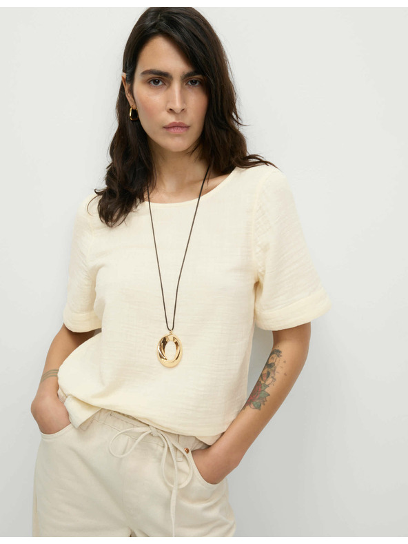 Marks & Spencer Top z čisté bavlny, normální střih Marks & Spencer smetanová