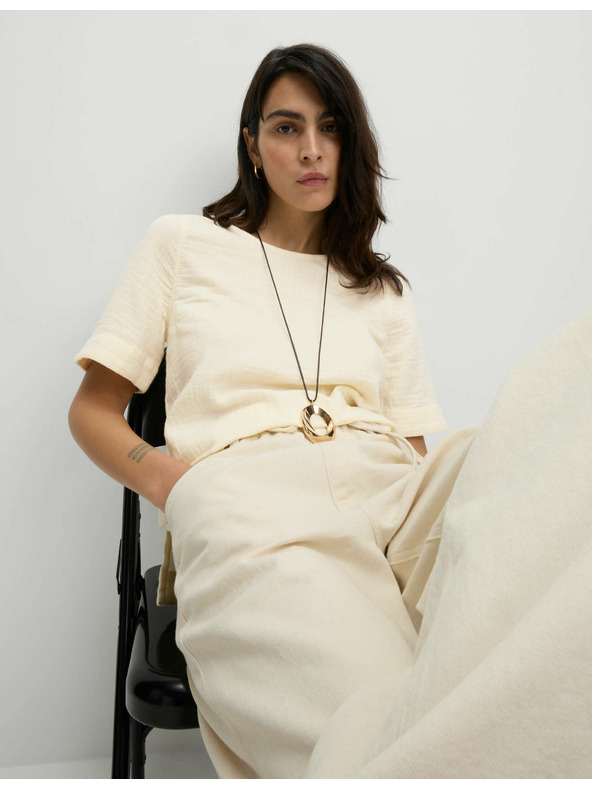 Marks & Spencer Top z čisté bavlny, normální střih Marks & Spencer smetanová