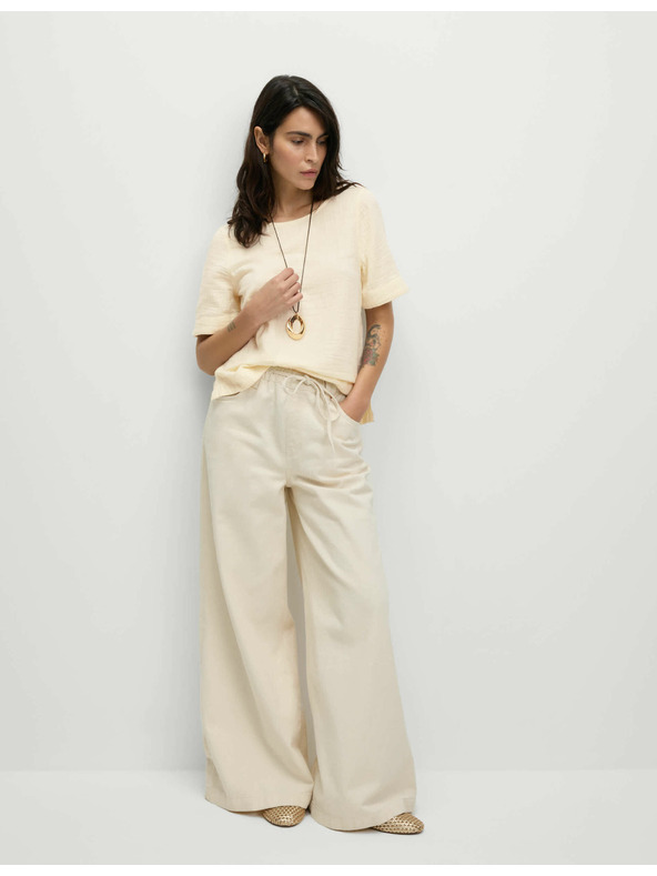 Marks & Spencer Top z čisté bavlny, normální střih Marks & Spencer smetanová