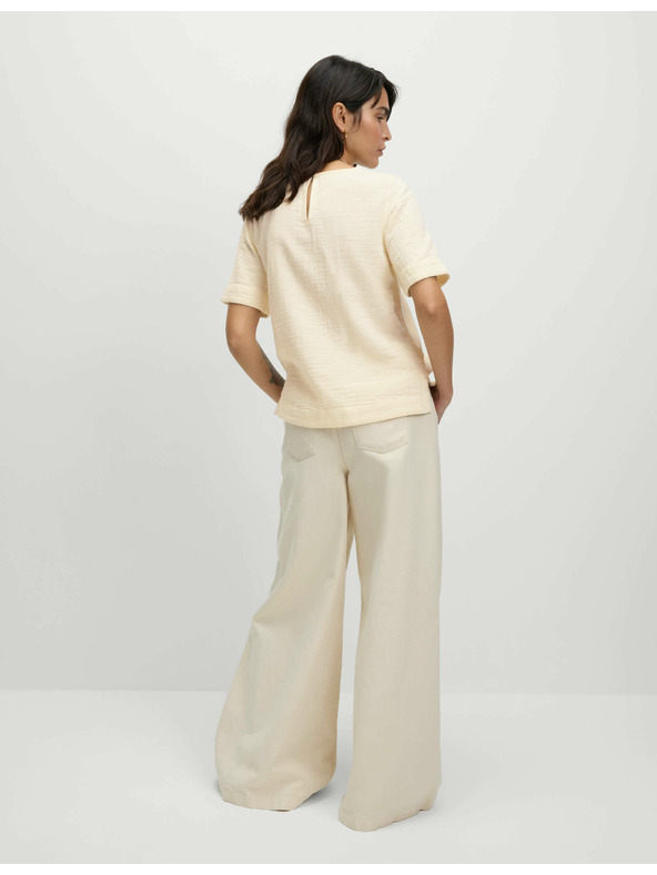 Marks & Spencer Top z čisté bavlny, normální střih Marks & Spencer smetanová