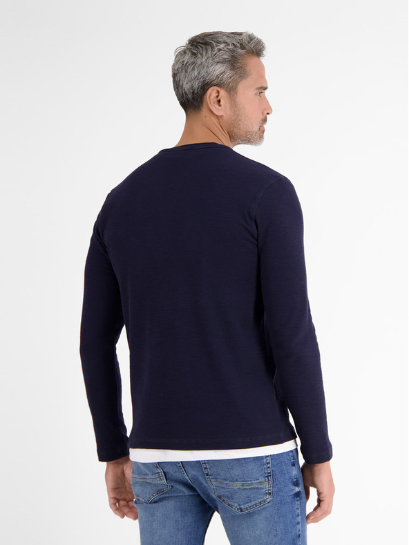 LERROS Tmavě modré pánské tričko s knoflíky LERROS