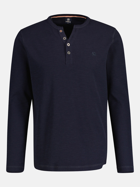 LERROS Tmavě modré pánské tričko s knoflíky LERROS