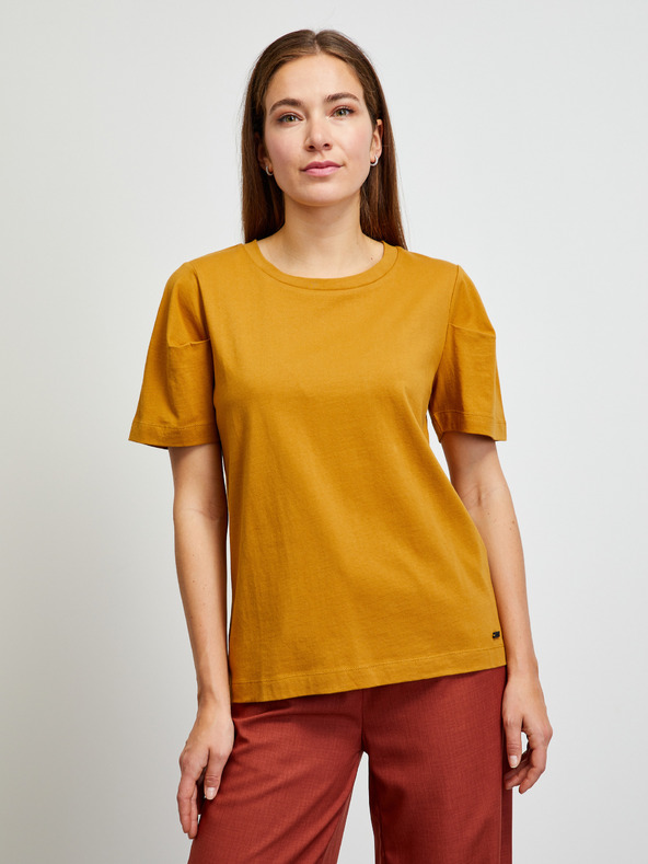 ZOOT.lab Hořčicové basic tričko s krátkým rukávem METROOPOLIS by ZOOT.lab Leora