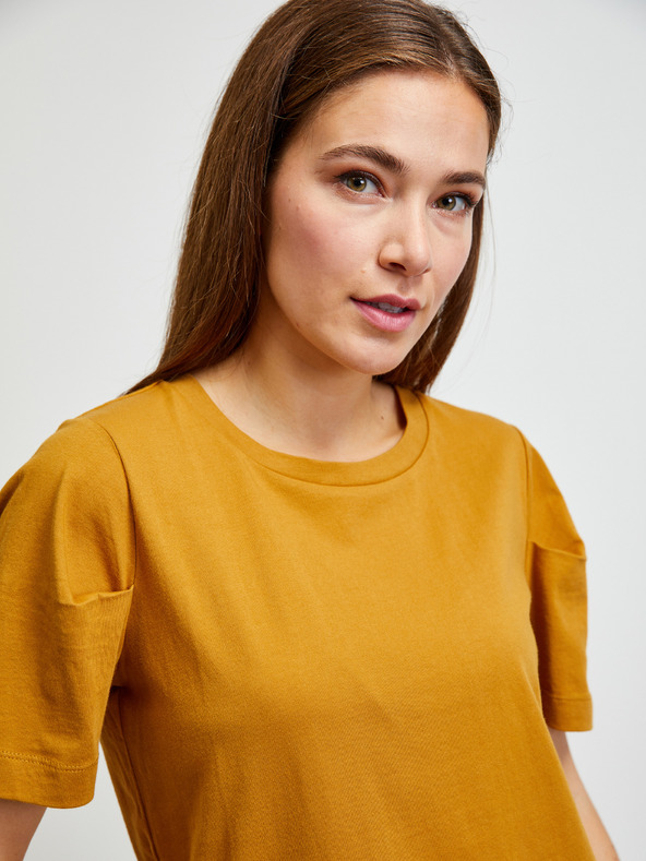 ZOOT.lab Hořčicové basic tričko s krátkým rukávem METROOPOLIS by ZOOT.lab Leora