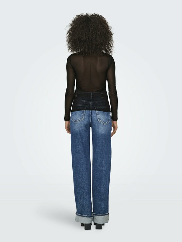 ONLY Černé tričko se stojáčkem a průsvitným zadním dílem ONLY Erica