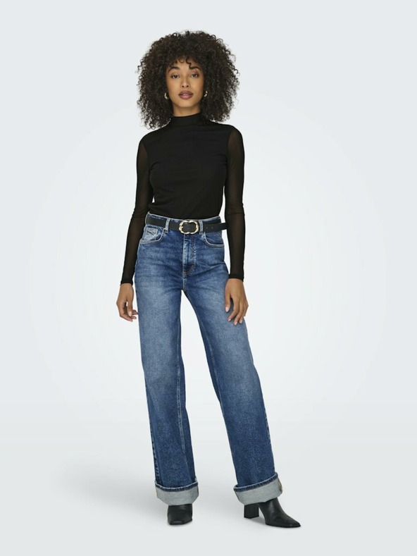 ONLY Černé tričko se stojáčkem a průsvitným zadním dílem ONLY Erica