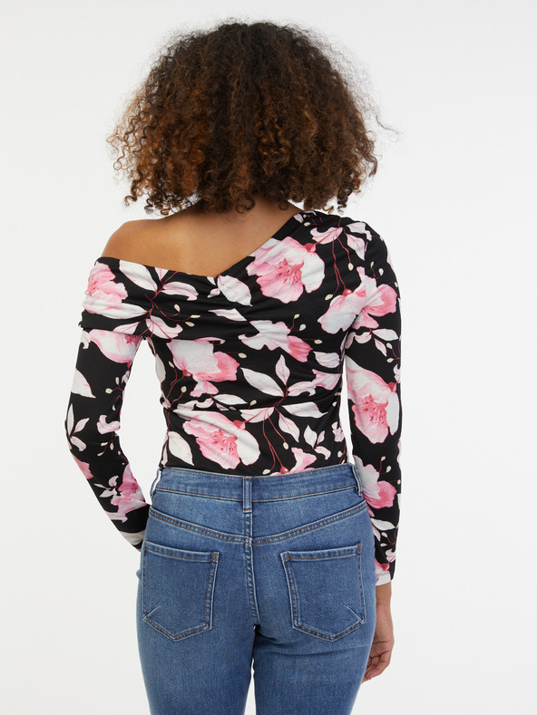 Orsay Růžovo-černý dámský květovaný top ORSAY