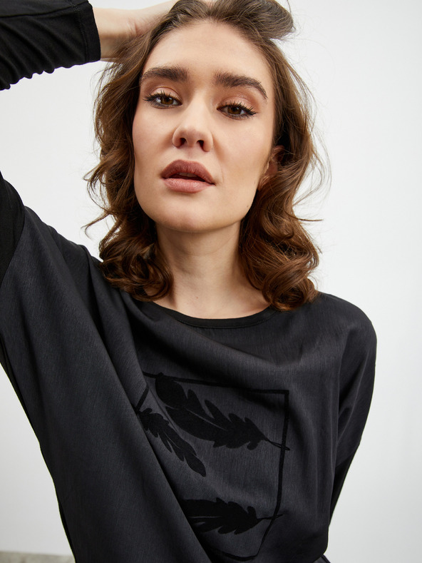 ZOOT.lab Černé dámské volné tričko s potiskem ZOOT.lab Rozy