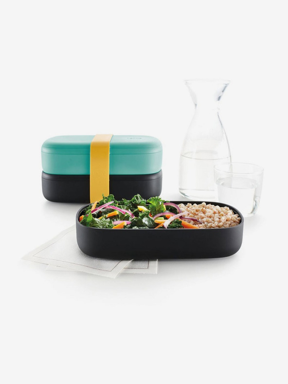 Lékué Černo-tyrkysový svačinový box Lékué LunchBox To Go (1000 ml)