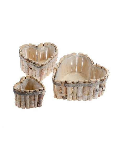 Casa de Engel Dřevěný truhlík s PVC - srdce - sada 3ks, 0/16