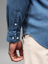 Ombre Clothing Pánská džínová košile s lyocellem a výšivkou na hrudi - modrá Ombre Clothing