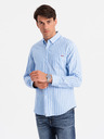 Ombre Clothing Pánská bílá pruhovaná košile REGULAR FIT s kapsou  Ombre Clothing