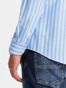 Ombre Clothing Pánská bílá pruhovaná košile REGULAR FIT s kapsou  Ombre Clothing
