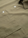 Ombre Clothing Pánská košile s krátkým rukávem a kubánským límcem khaki Ombre Clothing