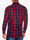 Ombre Clothing Pánská kostkovaná košile s dlouhým rukávem K282 - červená/námořnická modrá