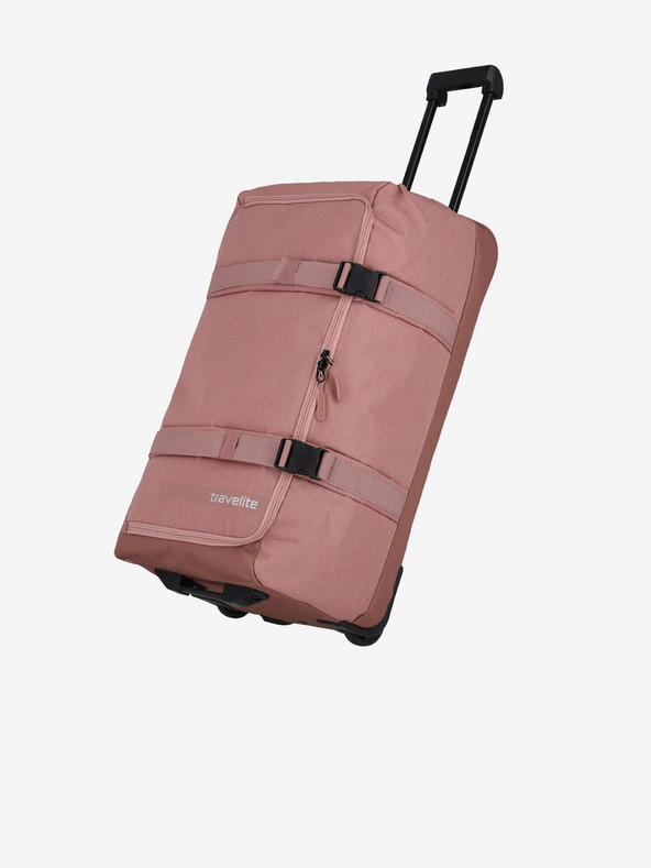 Travelite Růžová cestovní taška Travelite Kick Off Wheeled Duffle L Rosé