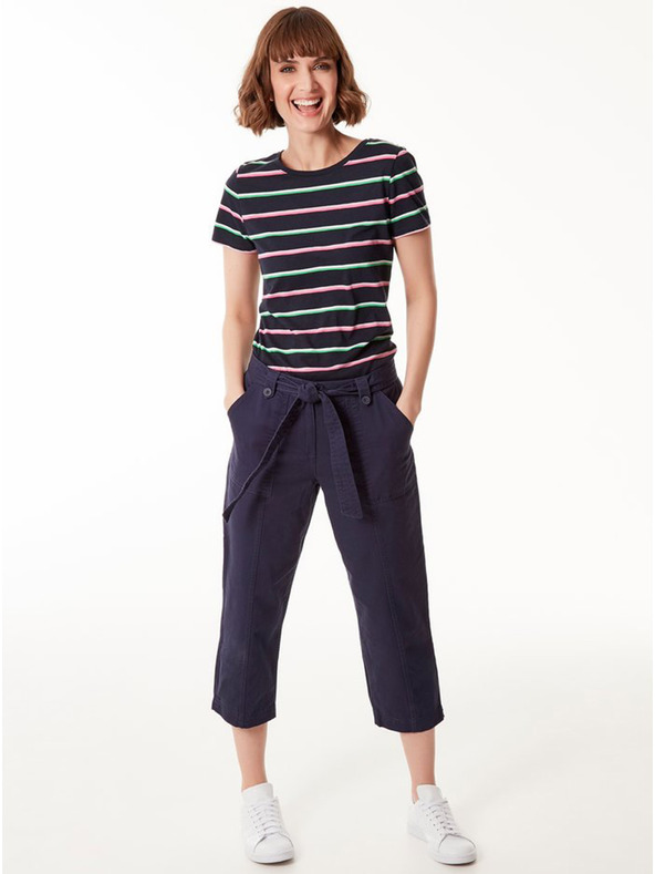 M&Co Tmavě modré dámské tříčtvrteční kalhoty se zavazováním M&Co