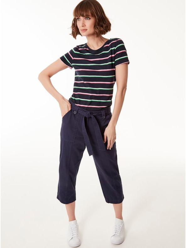 M&Co Tmavě modré dámské tříčtvrteční kalhoty se zavazováním M&Co