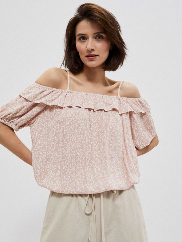 Moodo Světle růžová dámská vzorovaná halenka Moodo