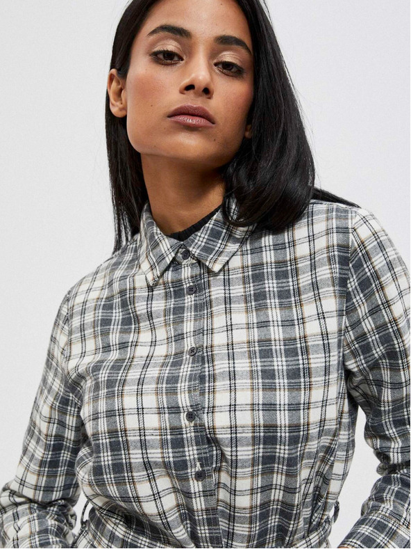 Moodo Bílo-šedá dámská kostkovaná košile Moodo