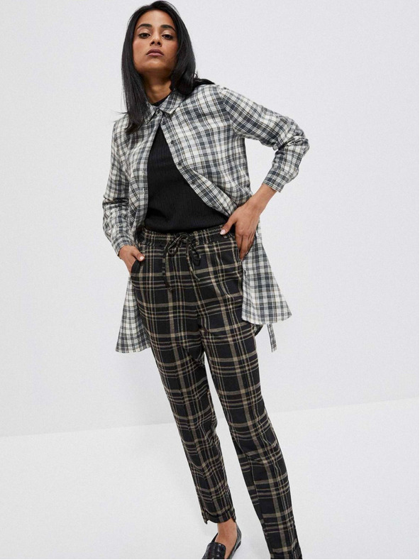 Moodo Bílo-šedá dámská kostkovaná košile Moodo