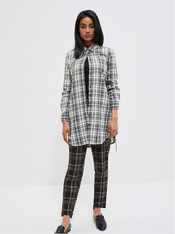 Moodo Bílo-šedá dámská kostkovaná košile Moodo