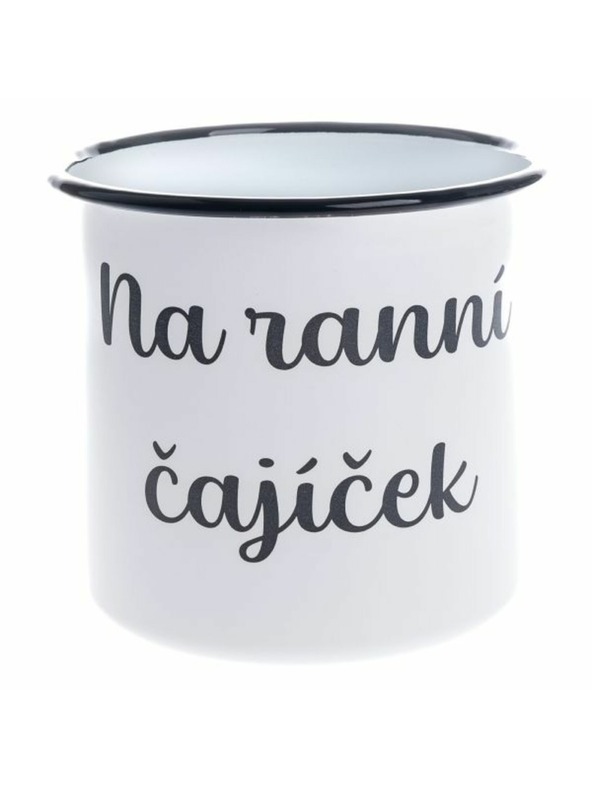 Casa de Engel Smaltový dekorační hrnek "Na ranní čajíček", 1000ml, 0/36