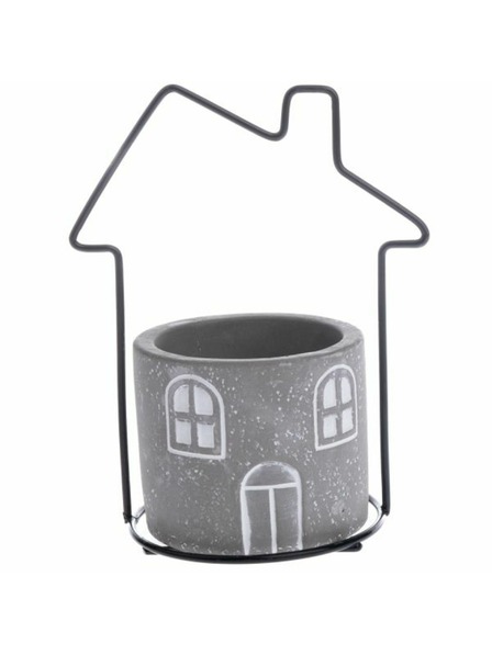 Casa de Engel Betonový obal na květináč s kovovým domečkem, 0/24