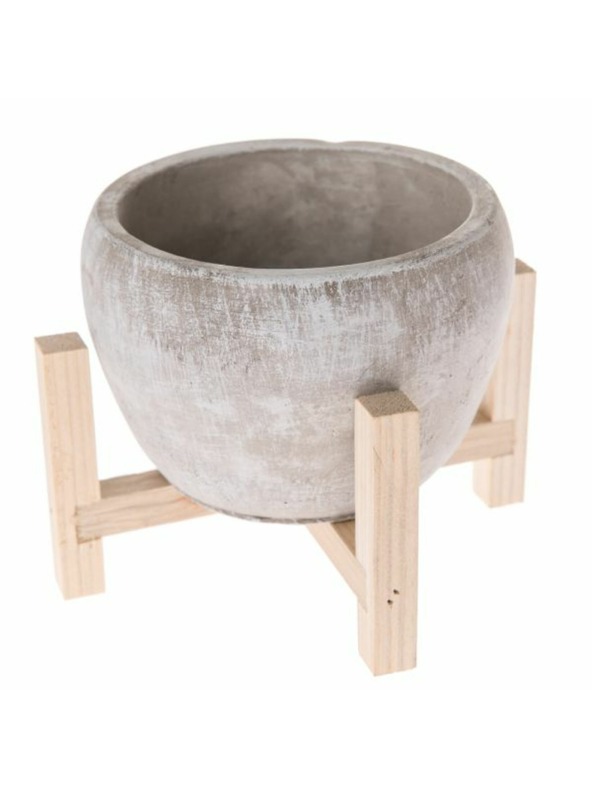 Casa de Engel Betonový obal na květináč v dřevěném stojanu, 0/18