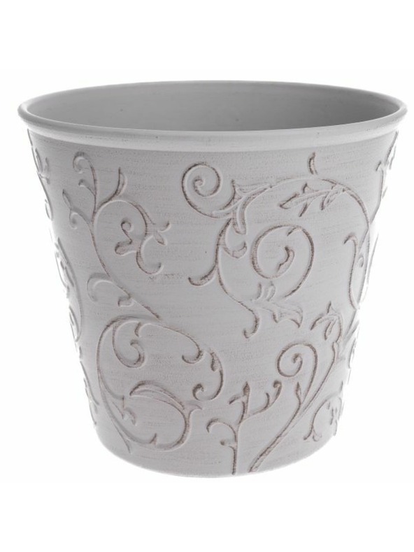 Casa de Engel Obal na květináč - Eko plast, bílý floral, 0/48