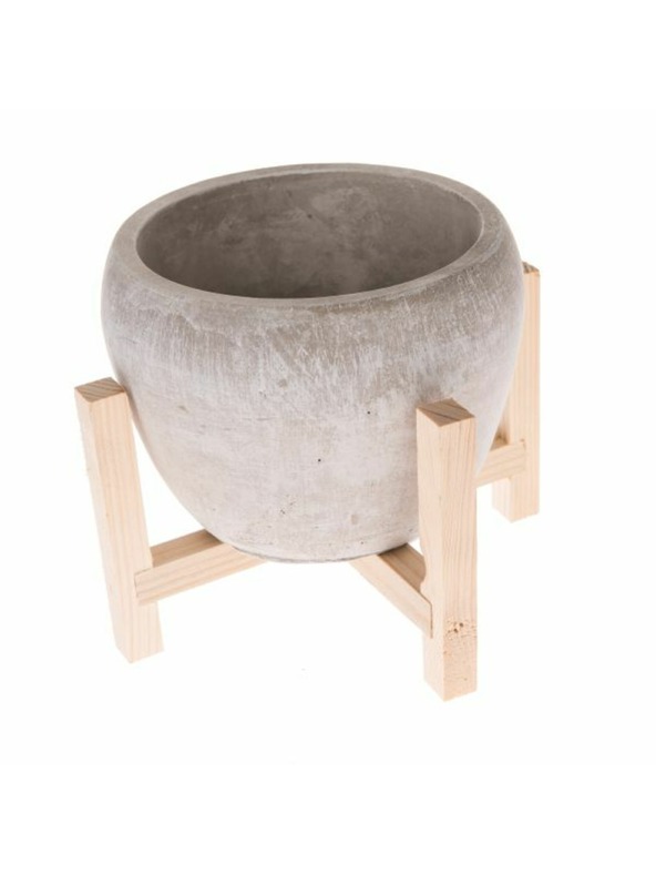 Casa de Engel Betonový obal na květináč v dřevěném stojanu, 0/12