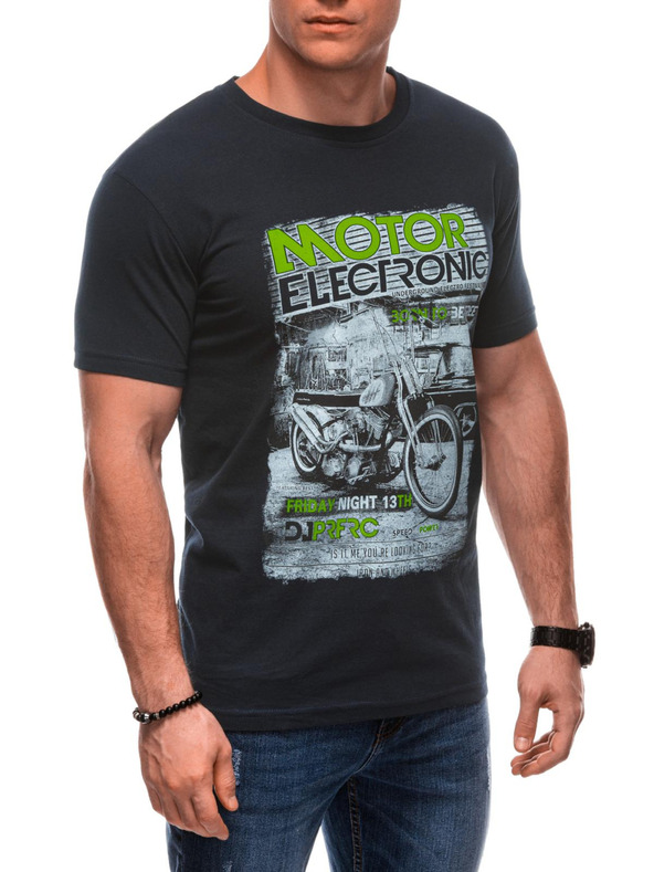 Edoti Pánské tričko s potiskem 1982S - tmavě modrá OTHER