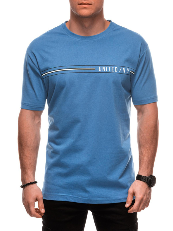 Edoti Pánské tričko s potiskem S2025 - světle modré OTHER