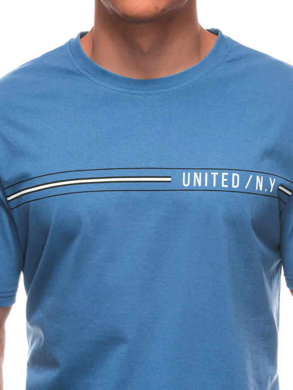 Edoti Pánské tričko s potiskem S2025 - světle modré OTHER