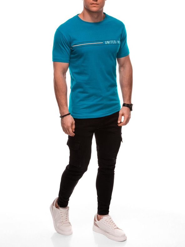 Edoti Pánské tričko s potiskem S2025 - tyrkysové OTHER