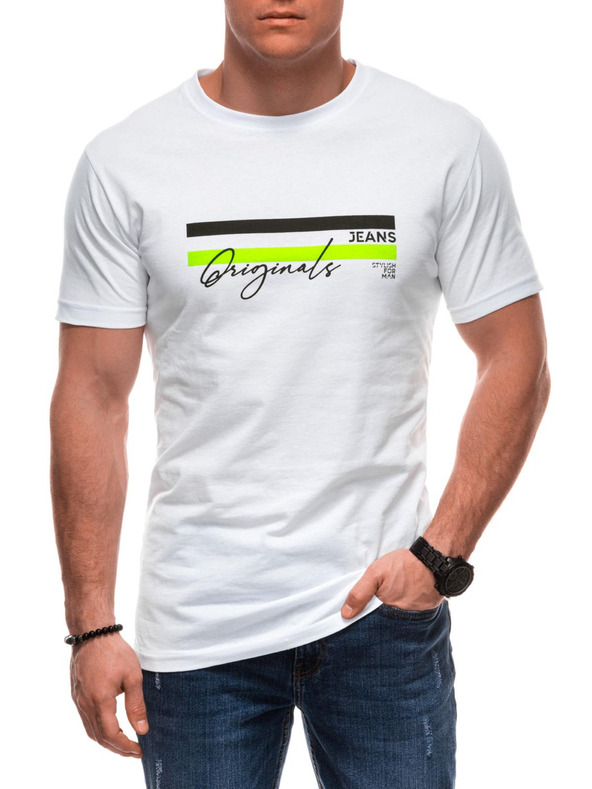 Edoti Pánské tričko s potiskem S2027 - bílé OTHER