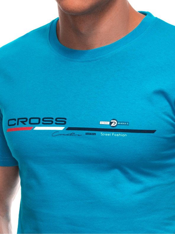 Edoti Pánské tričko s potiskem S1712 - světle modré EDOTI