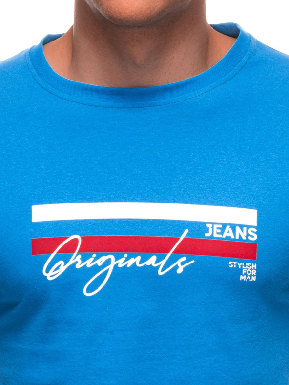 Edoti Pánské tričko s potiskem S2027 - modré OTHER